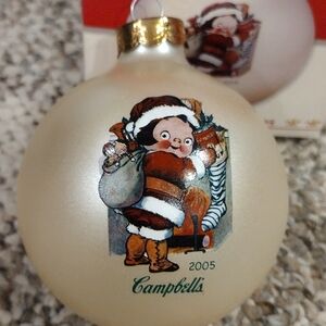 Campbell's Festive Santa Ornament - Cream and Brown